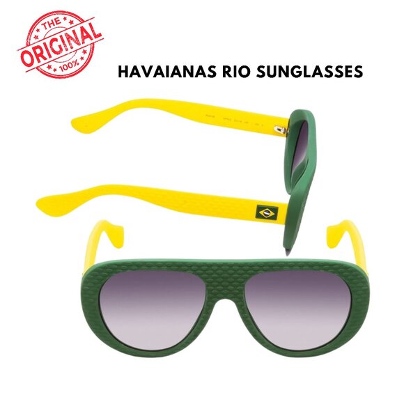 Havaianas RIO/M Retro Sunglasses in Matte Green Yellow 54 mm New - Picture 1 of 7
